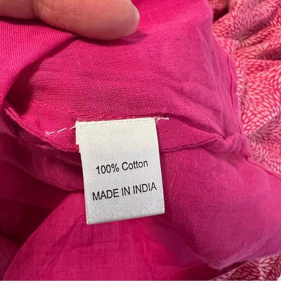 Banjanan Sz L Orion Sleeveless Floral Cotton Tiered Maxi Dress Pink - Picture 9 of 12